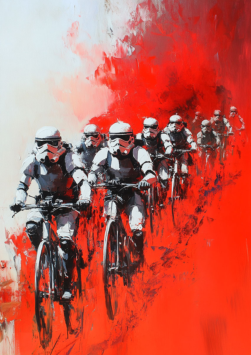Stormtrooper Cyclists Canvas Print & Poster Wall Art - AI PRINT LAB