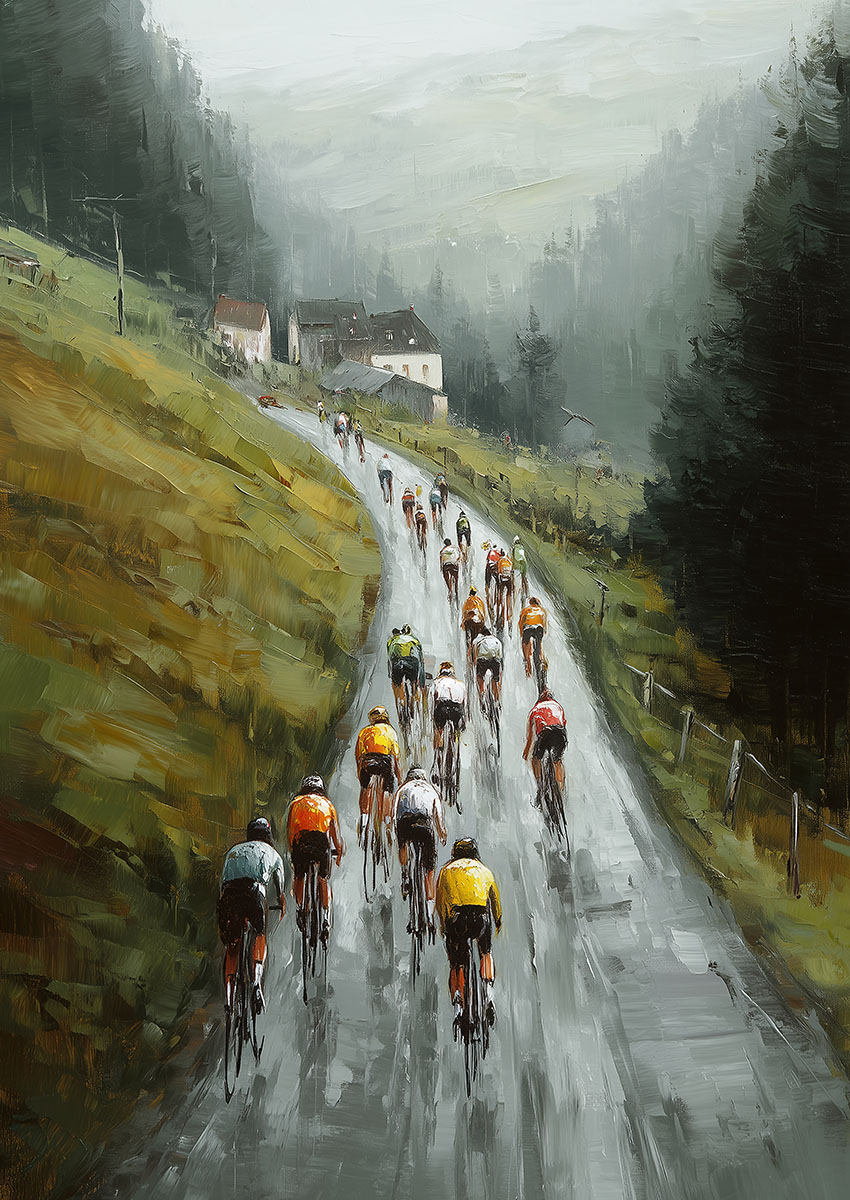 Cycling Race Artwork Canvas Print & Poster Wall Art - AI PRINT LAB