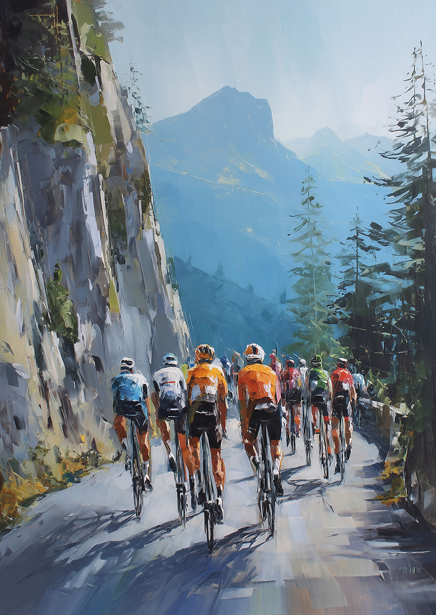 Vibrant Cycling Scene Canvas Print & Poster Wall Art - AI PRINT LAB