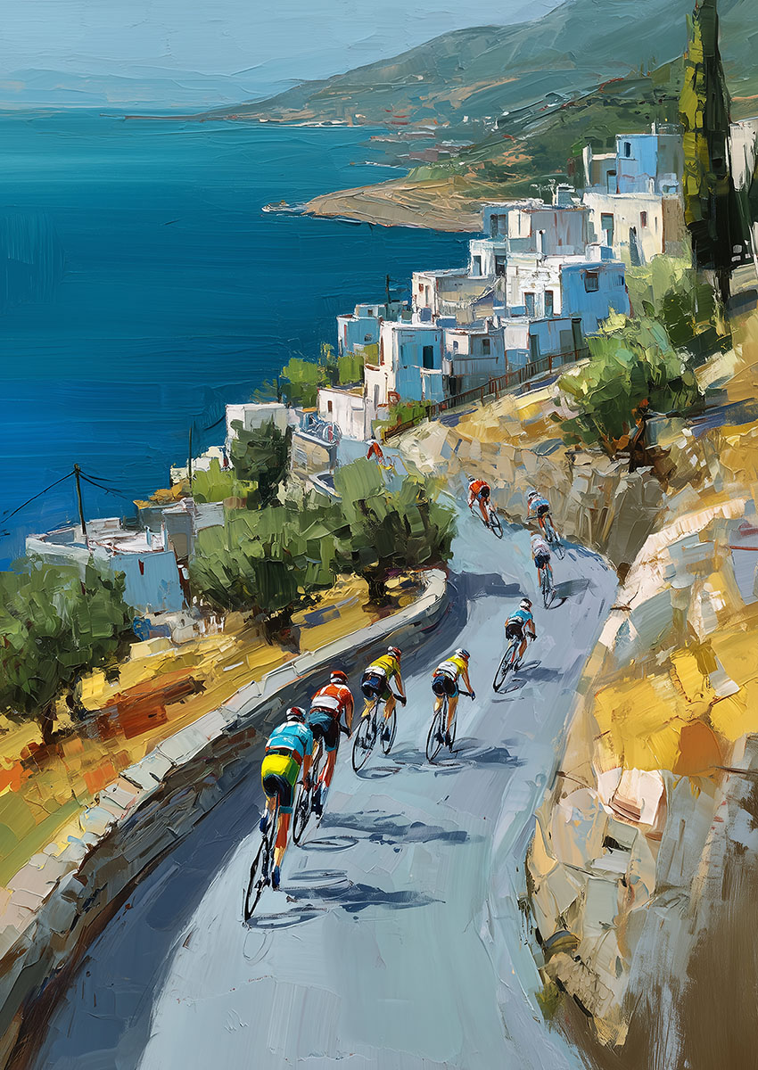 Cycling Race Landscape Canvas Print & Poster Wall Art - AI PRINT LAB