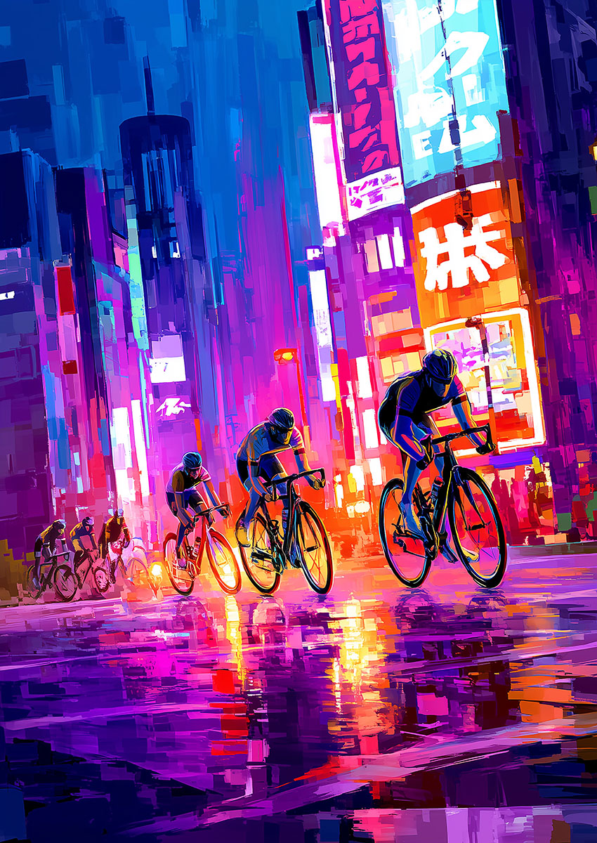 Vibrant Cycling Scene Canvas Print & Poster Wall Art - AI PRINT LAB