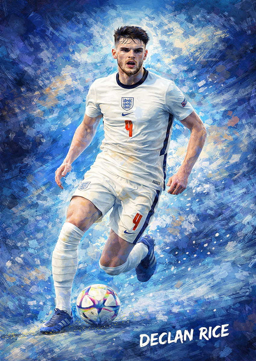 Declan Rice Football Player Canvas Print & Poster Wall Art - AI PRINT LAB
