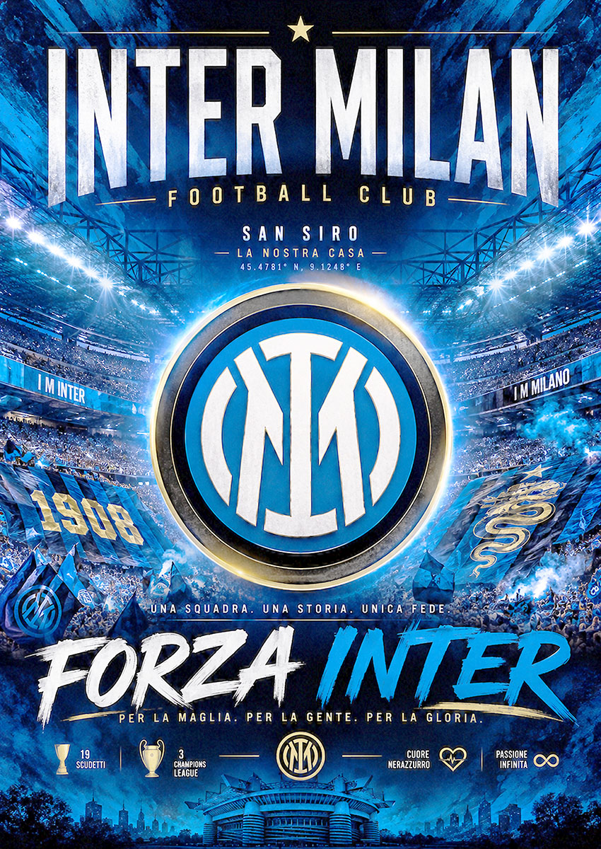 Inter Milan Football Club Artwork Canvas Print & Poster Wall Art - AI PRINT LAB