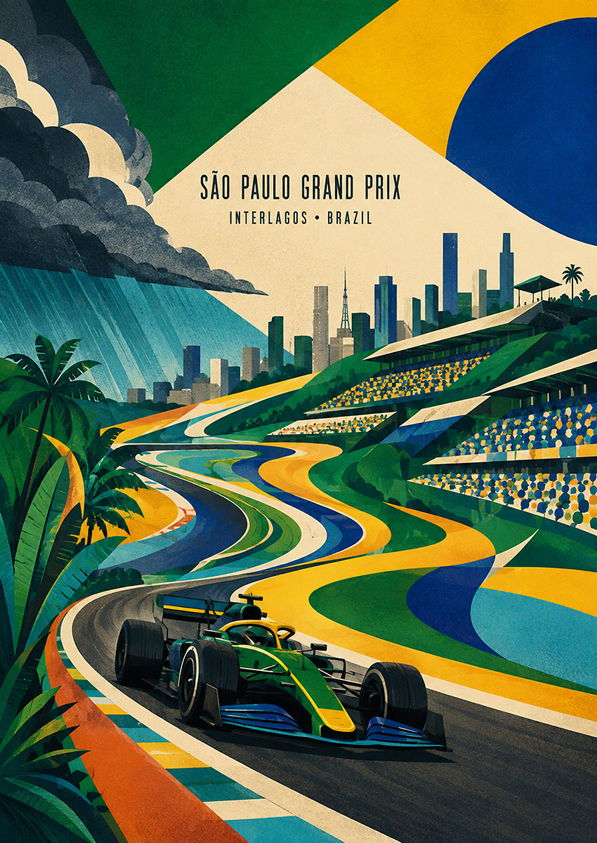 São Paulo Grand Prix at Interlagos Formula One Wall Art - AI PRINT LAB