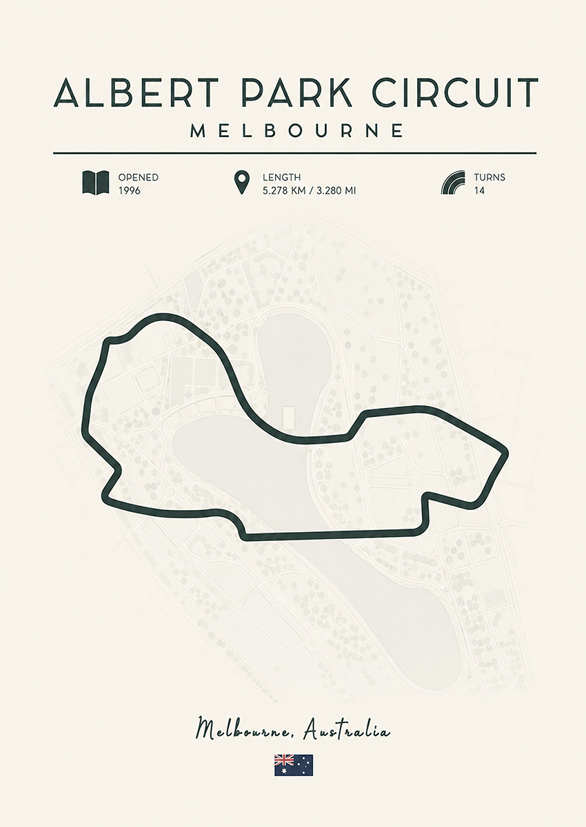 Albert Park Circuit Melbourne Canvas Print & Poster Wall Art - AI PRINT LAB