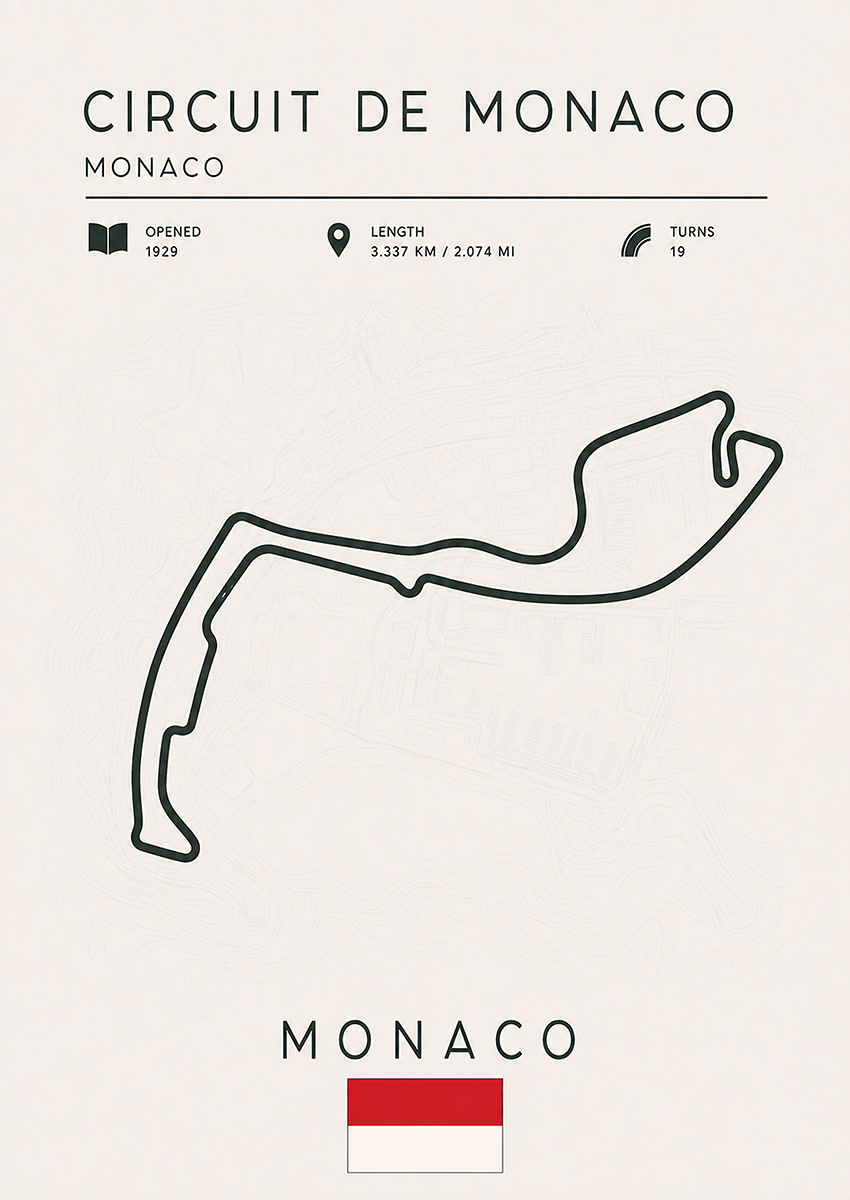 Circuit de Monaco F1 Track Canvas Print & Poster Wall Art - AI PRINT LAB