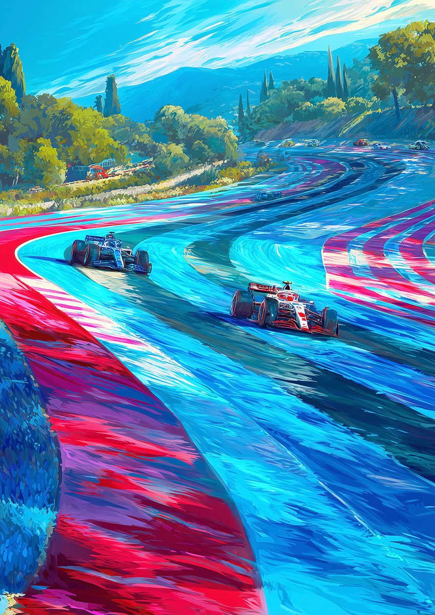 Vibrant Formula One Race Cars Canvas Print & Poster Wall Art - AI PRINT LAB