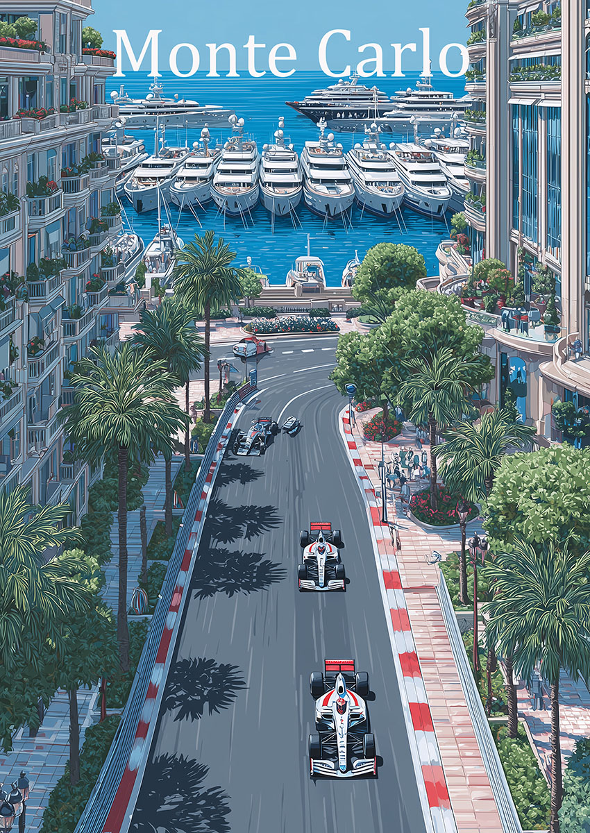 Monte Carlo Grand Prix Canvas Print & Poster Wall Art - AI PRINT LAB