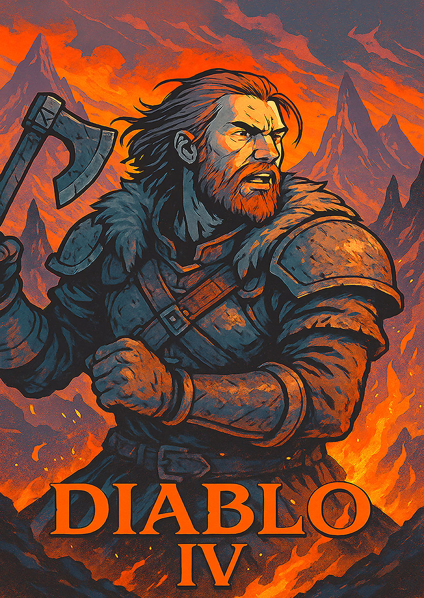 Diablo IV Barbarian Canvas Print & Poster Wall Art - AI PRINT LAB