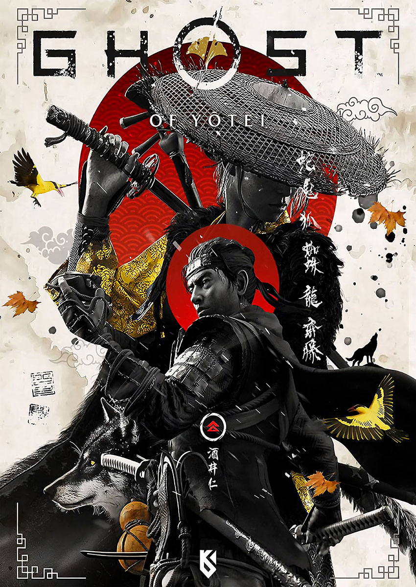 Ghost of Tsushima Inspired Artwork Canvas Print & Poster Wall Art - AI PRINT LAB