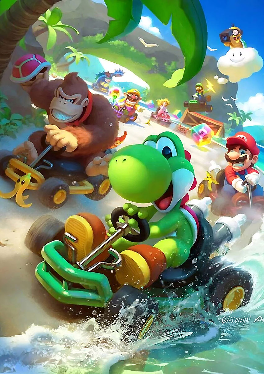 Mario Kart Racing Scene Canvas Print & Poster Wall Art - AI PRINT LAB