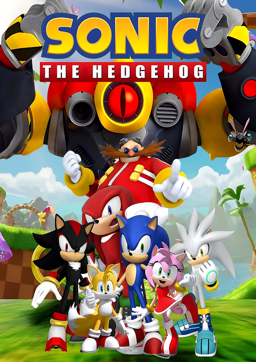 Vibrant artwork depicting Sonic the Hedgehog and friends in a lush, animated landscape.