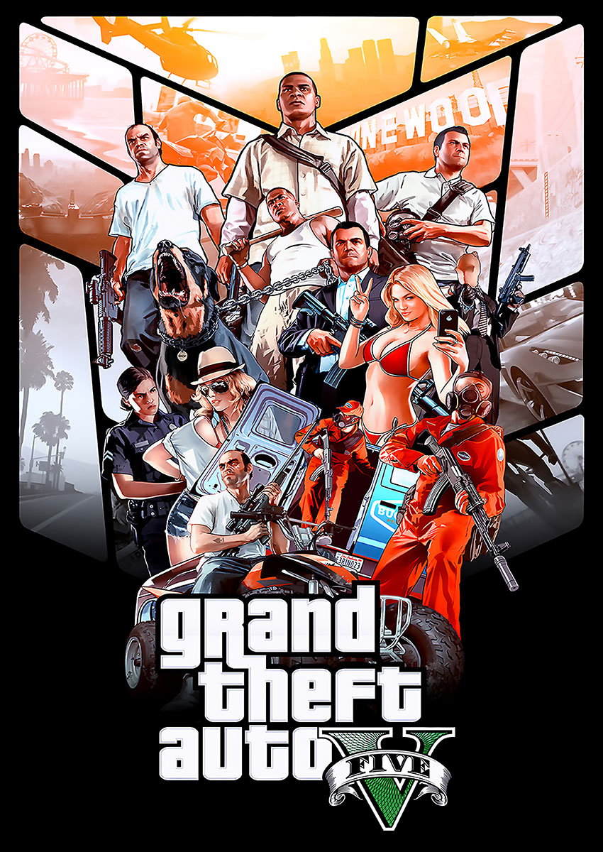 Grand Theft Auto V Style Artwork Canvas Print & Poster Wall Art - AI PRINT LAB
