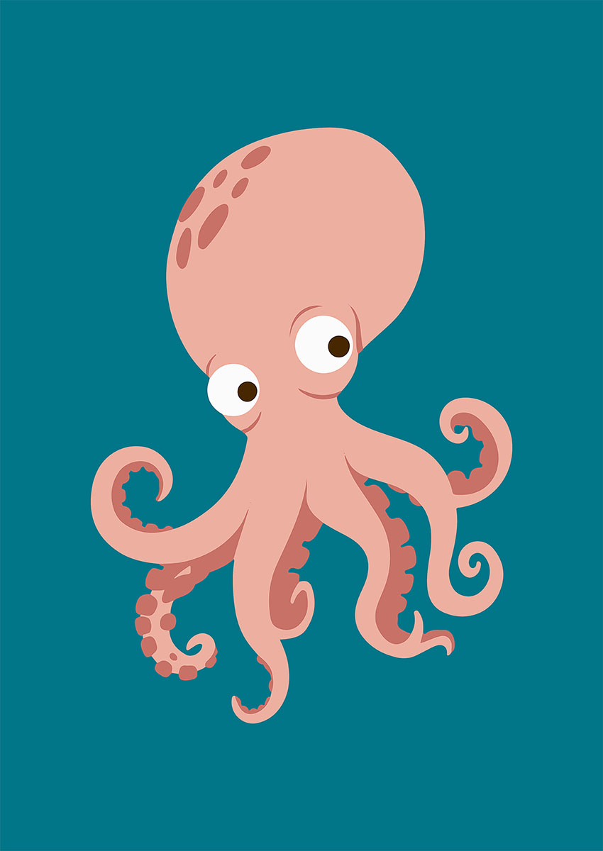 Cartoon Octopus Canvas Print & Poster Wall Art - AI PRINT LAB