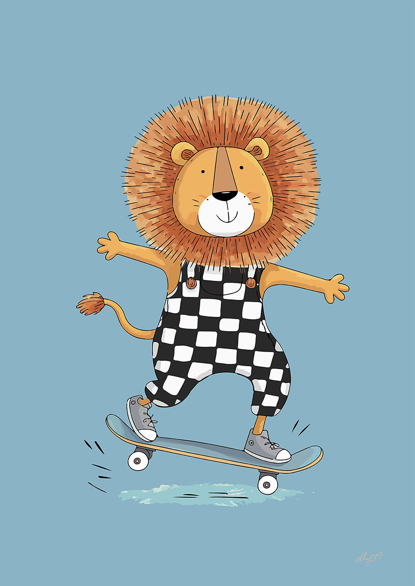 Skateboarding Lion Canvas Print & Poster Wall Art - AI PRINT LAB