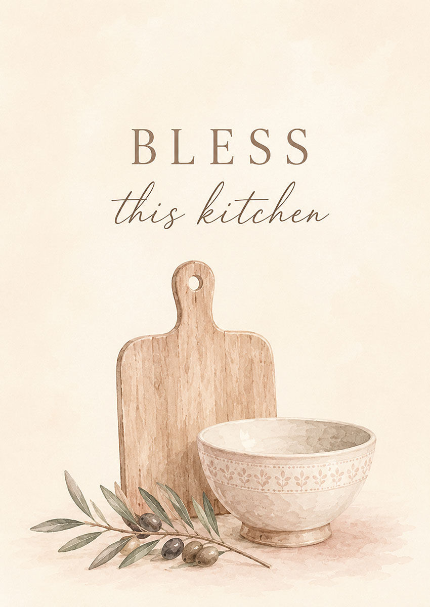 Bless This Kitchen Artwork Canvas Print & Poster Wall Art - AI PRINT LAB