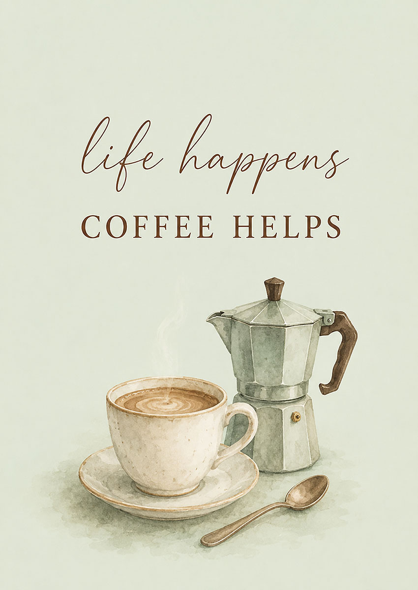 Coffee Cup and Espresso Pot Canvas Print & Poster Wall Art - AI PRINT LAB