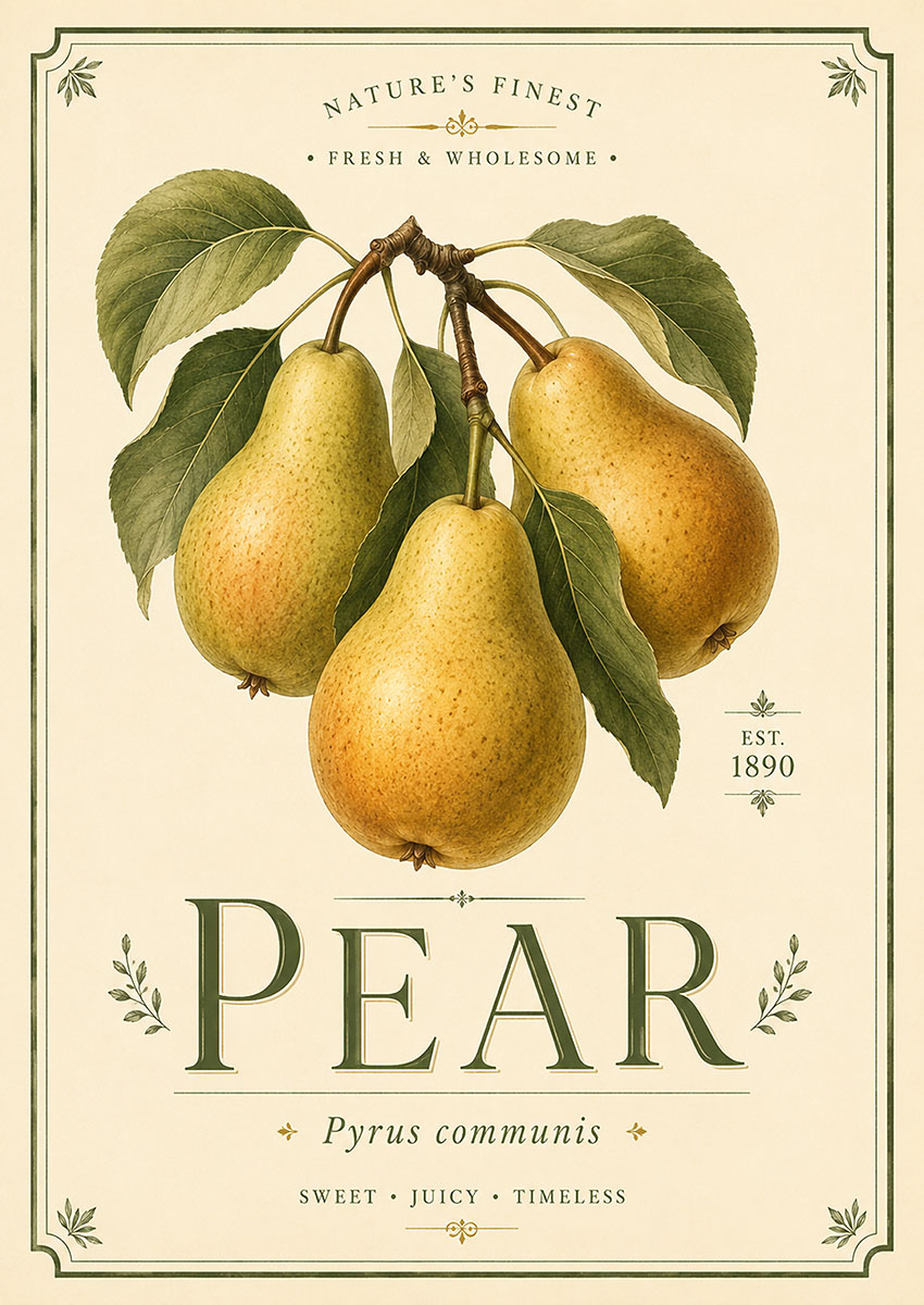 Pyrus communis Pear Artwork Canvas Print & Poster Wall Art - AI PRINT LAB