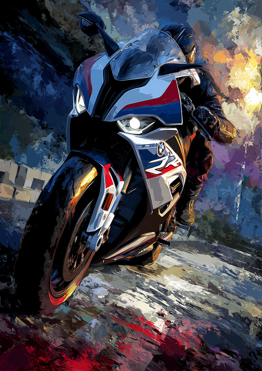 Dramatic Bright White Motorbike Canvas Print & Poster Wall Art - AI PRINT LAB