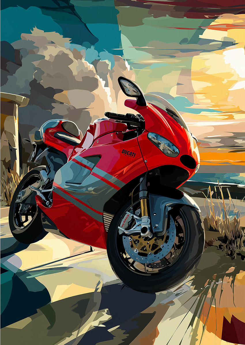 Ducati Motorcycle Canvas Print & Poster Wall Art - AI PRINT LAB