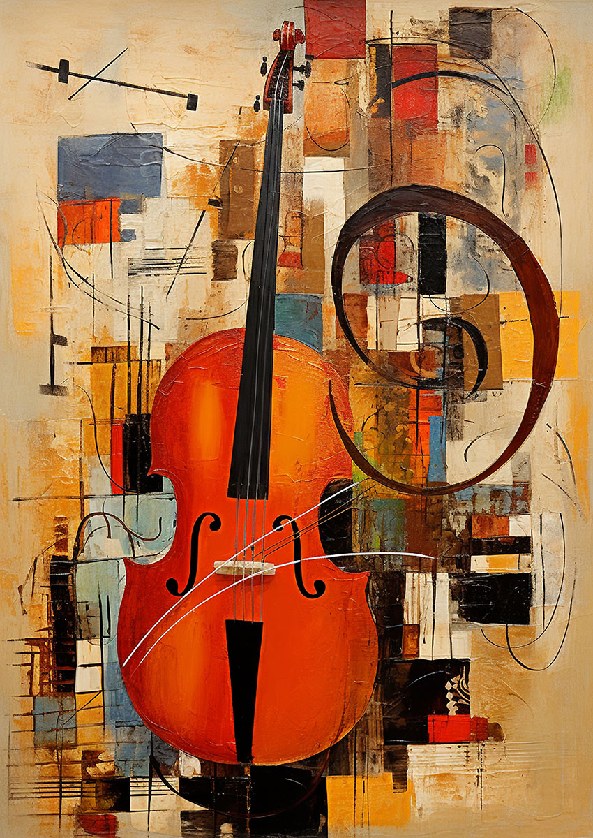 Vibrant Orange Cello Canvas Print & Poster Wall Art - AI PRINT LAB
