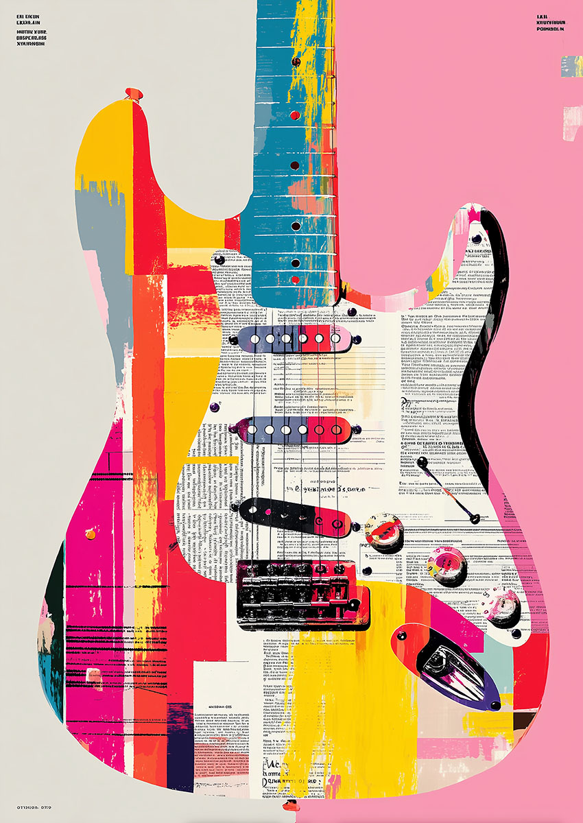 Colourful Electric Guitar Artwork Canvas Print & Poster Wall Art - AI PRINT LAB