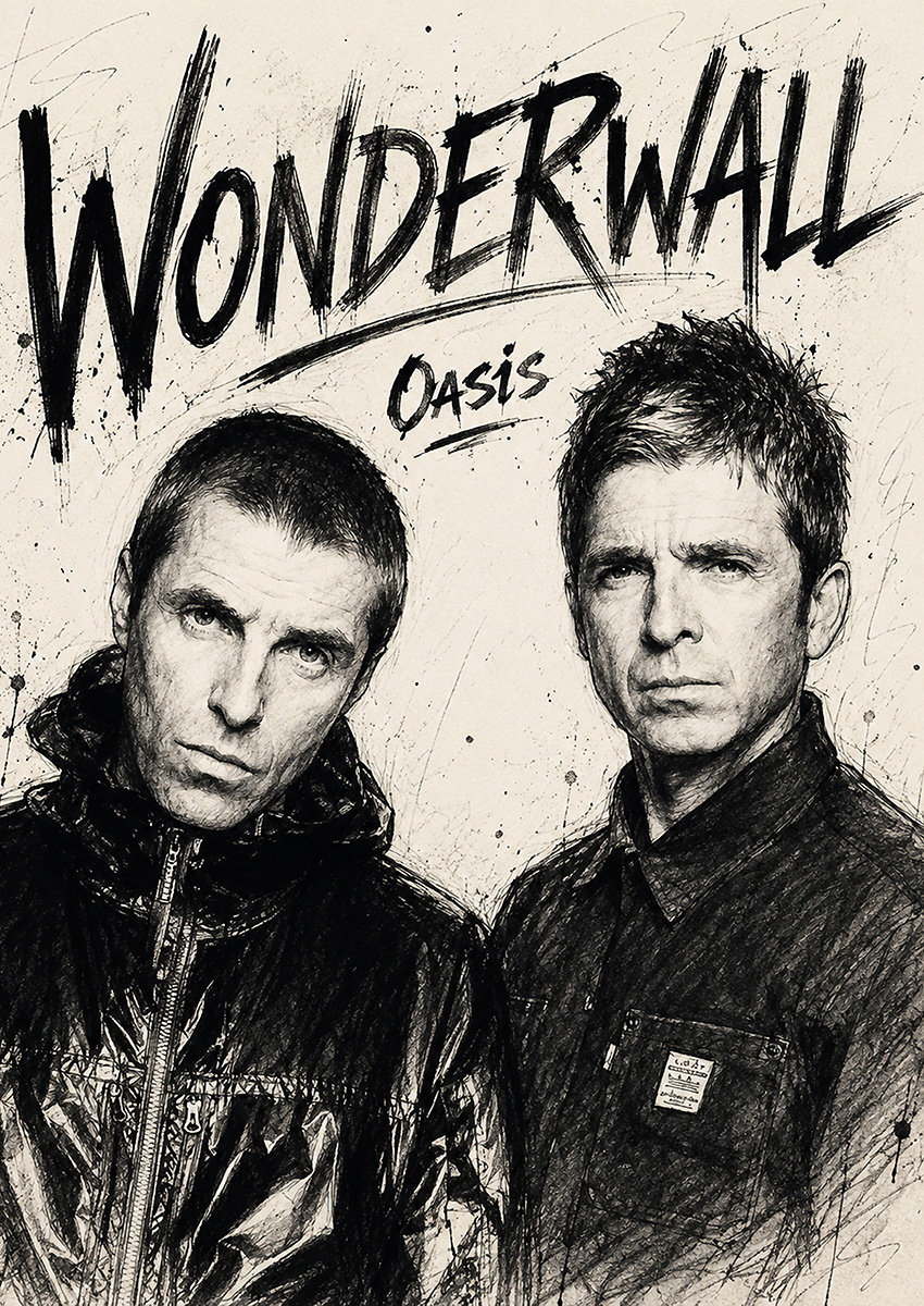 Oasis Wonderwall Liam and Noel Gallagher Canvas Print & Poster - AI PRINT LAB