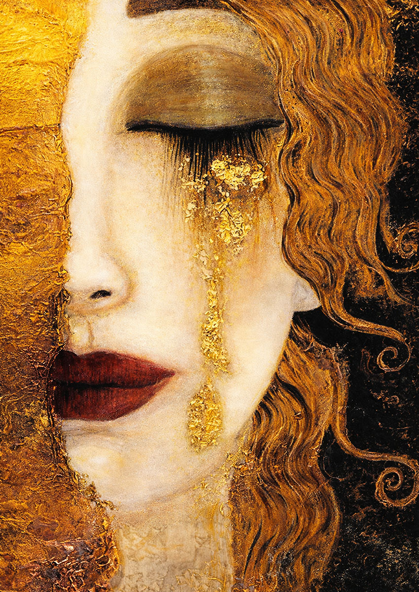 Golden Tears Woman Artwork Canvas Print & Poster Wall Art - AI PRINT LAB