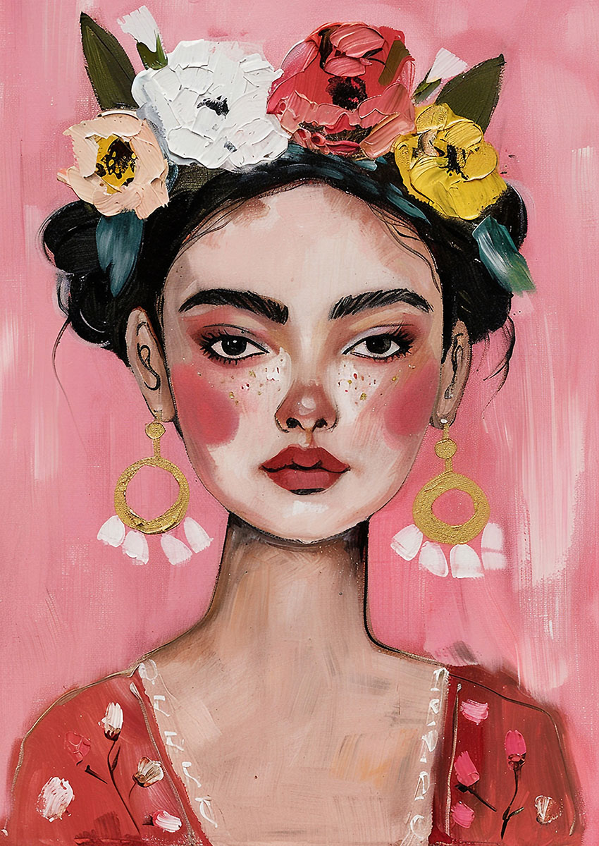 Vibrant Floral Portrait Art Canvas Print & Poster Wall Art - AI PRINT LAB