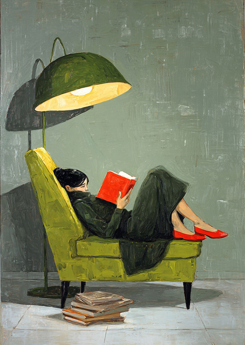 Contemporary Woman Reading Canvas Print & Poster Wall Art - AI PRINT LAB