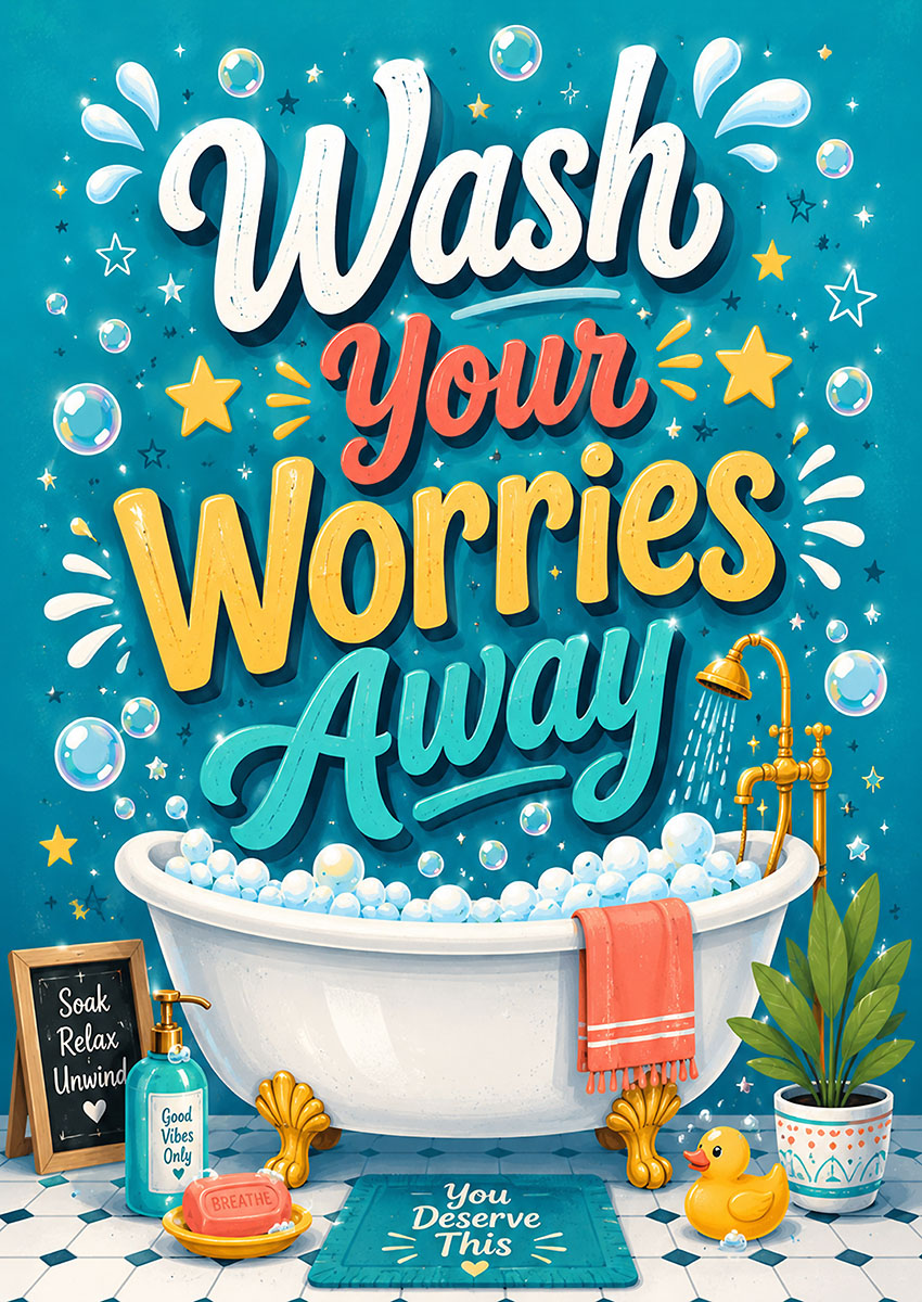 Vibrant Bathroom Quote Art Canvas Print & Poster Wall Art - AI PRINT LAB