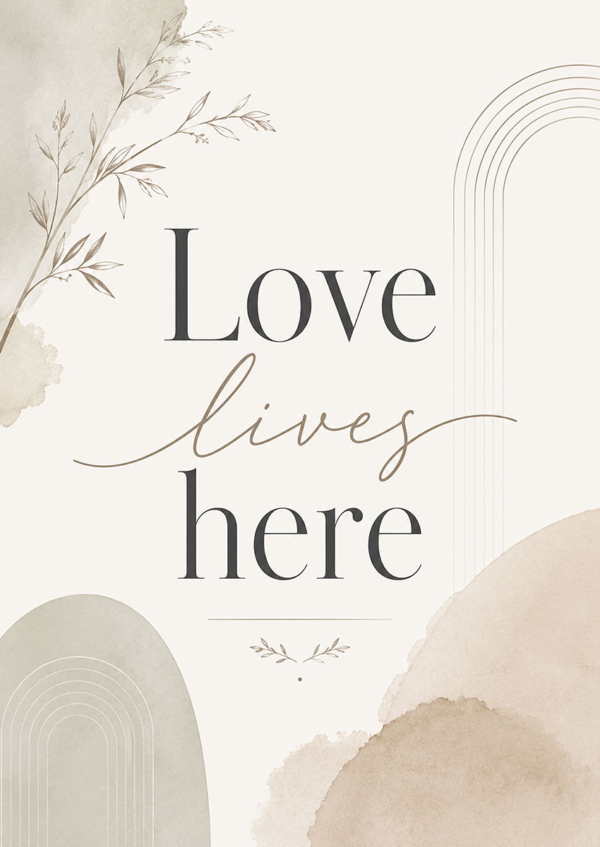 Love Lives Here Minimalist Quote Canvas Print & Poster Wall Art - AI PRINT LAB