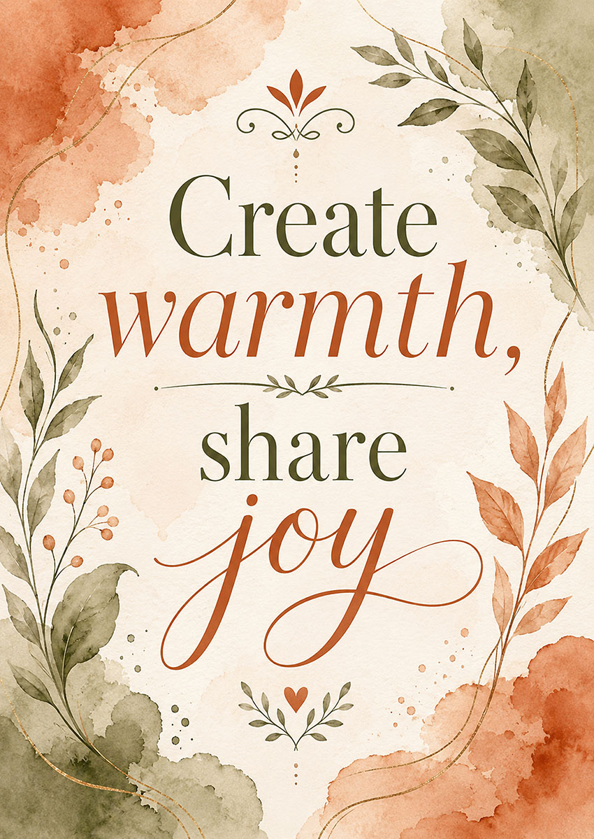 Create Warmth Share Joy Quote Canvas Print & Poster Wall Art - AI PRINT LAB