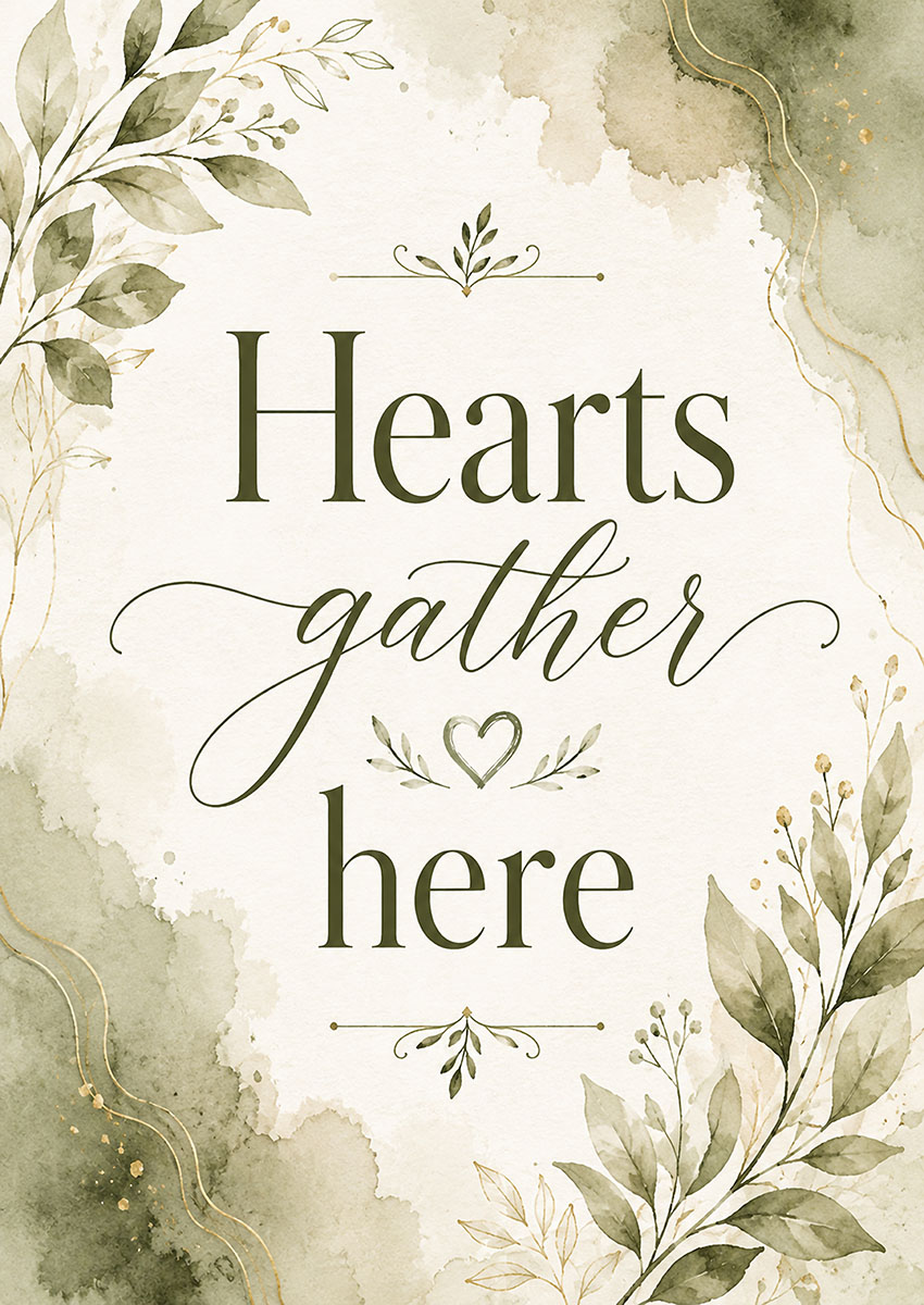 Hearts Gather Here Quote Canvas Print & Poster Wall Art - AI PRINT LAB