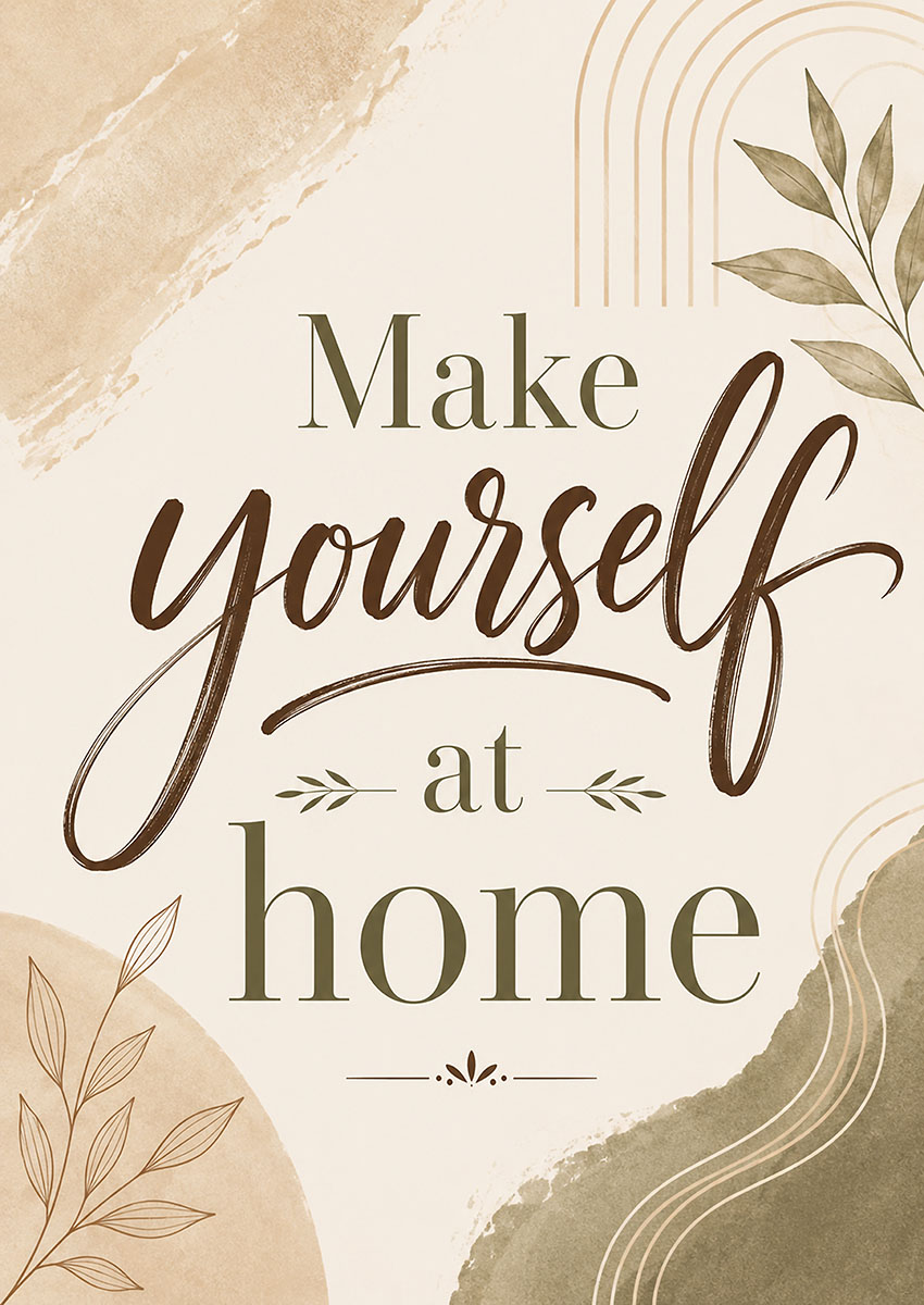 Make Yourself At Home Quote Canvas Print & Poster Wall Art - AI PRINT LAB