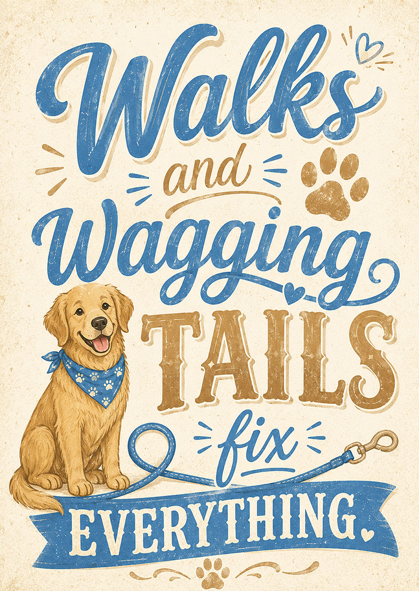Golden Retriever Dog with Quote Canvas Print & Poster Wall Art - AI PRINT LAB