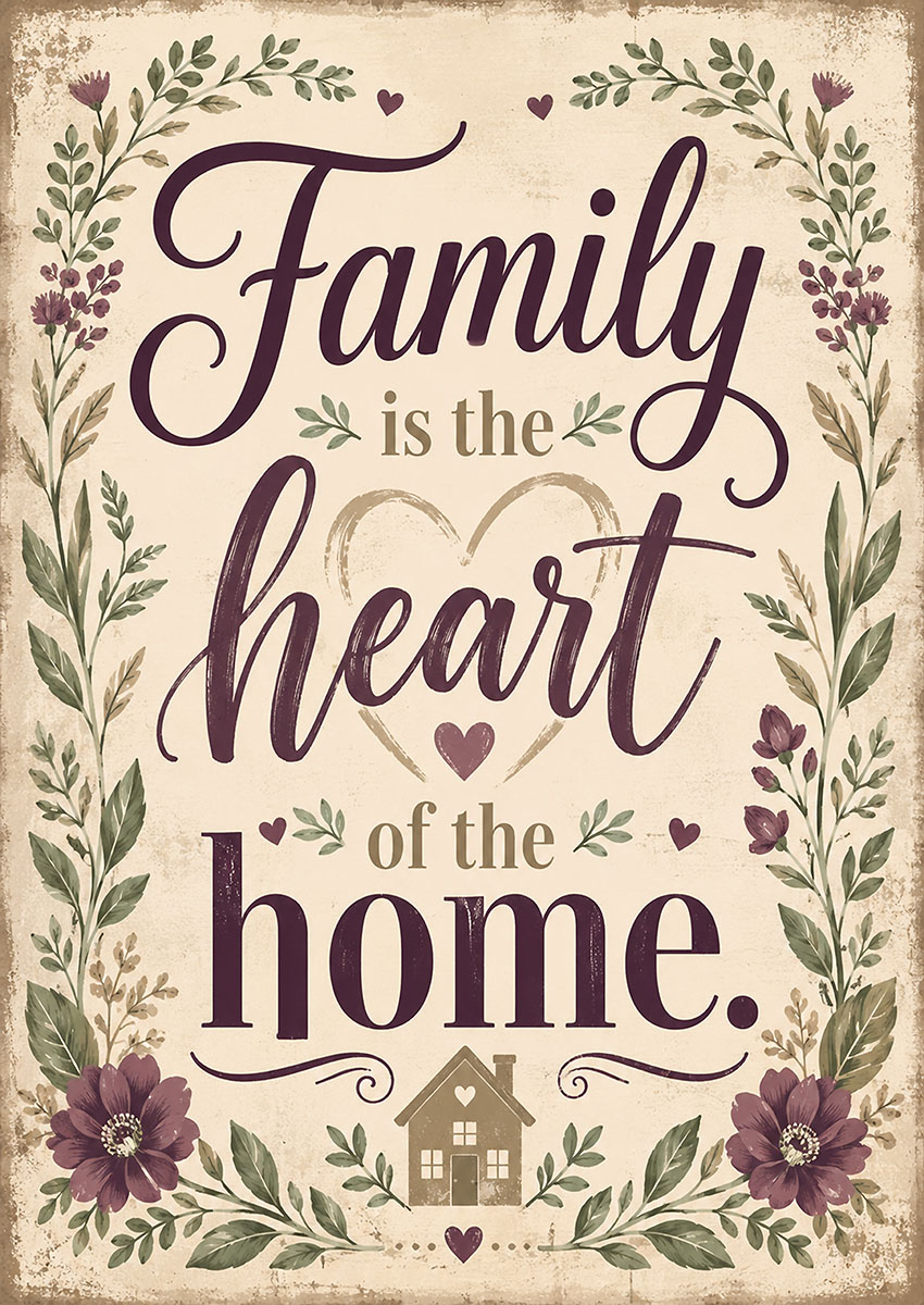 Family is the Heart of the Home Canvas Print & Poster Wall Art - AI PRINT LAB
