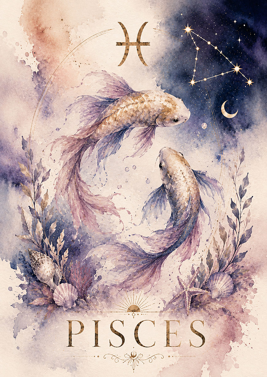 Zodiac art prints category banner featuring astrology and star sign artwork