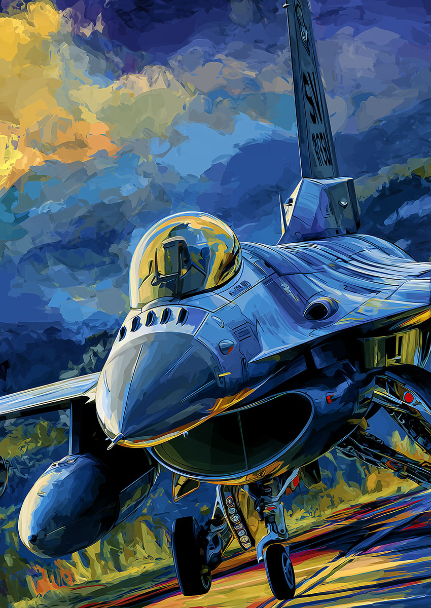 F-16 Fighting Falcon Style Aircraft Canvas Print & Poster Wall Art - AI PRINT LAB