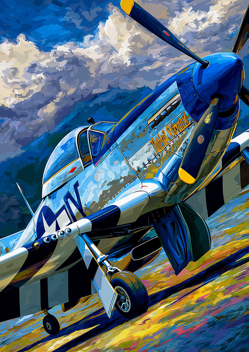 P-51 Mustang Style Military Aircraft Canvas Print & Poster Wall Art - AI PRINT LAB