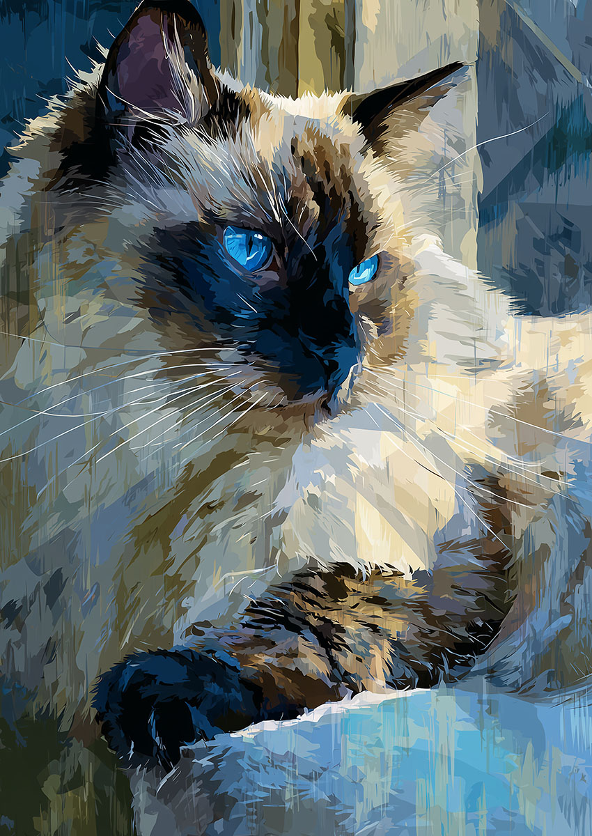 Siamese Cat Artwork Canvas Print & Poster Wall Art - AI PRINT LAB