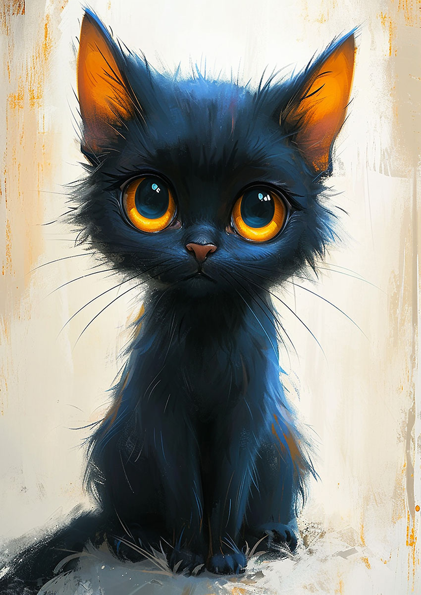 Black Cat Canvas Print & Poster Wall Art - AI PRINT LAB