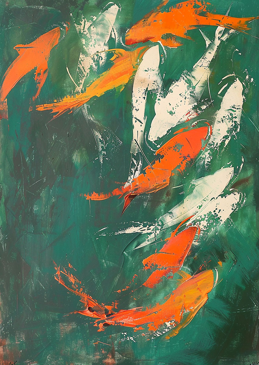 Vibrant Koi Fish Canvas Print & Poster Wall Art - AI PRINT LAB