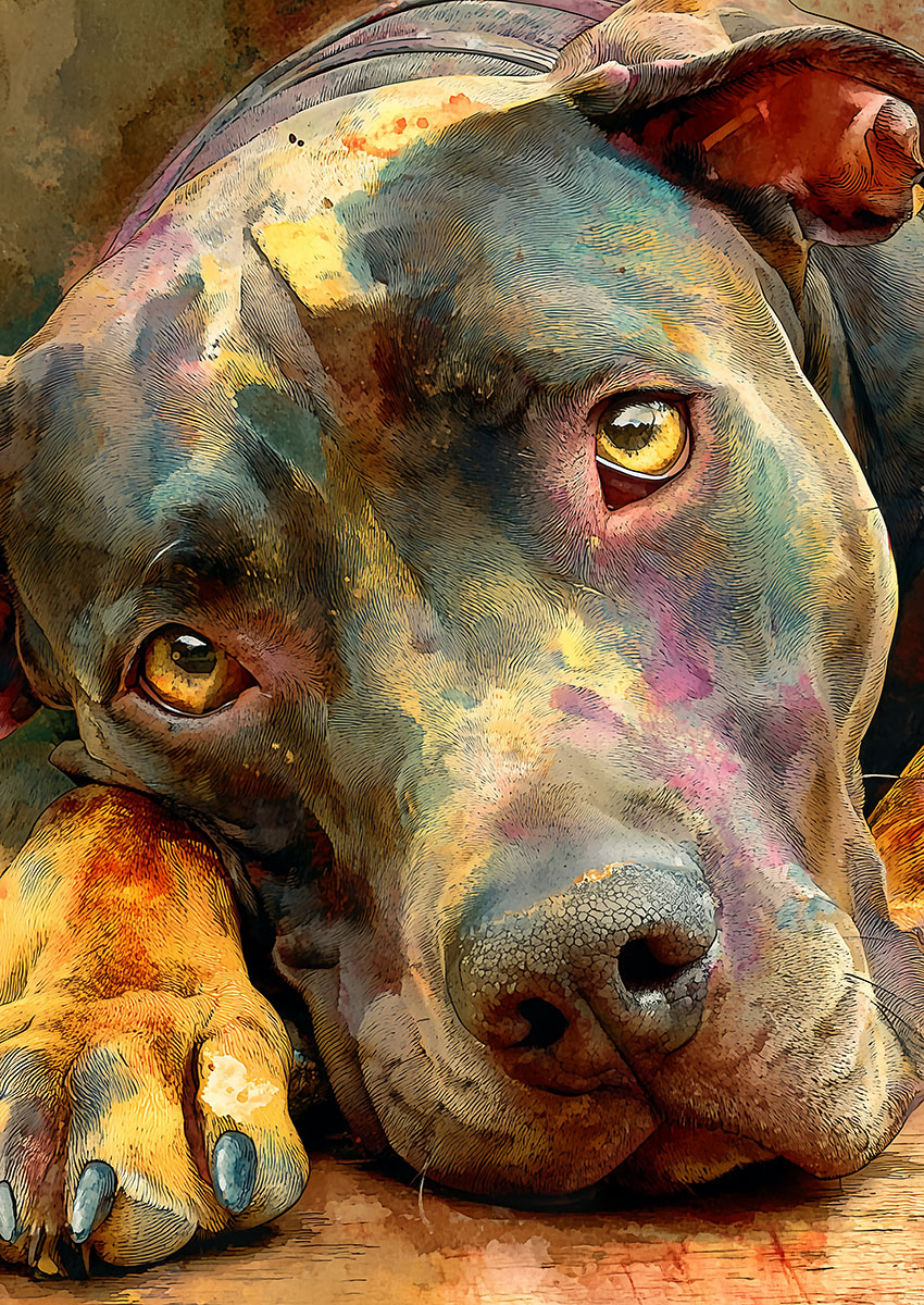 Vibrant Pit Bull Dog Canvas Print & Poster Wall Art - AI PRINT LAB