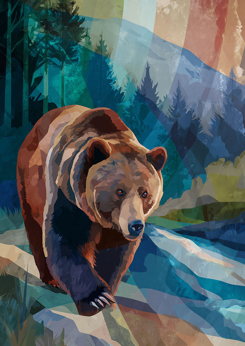 Brown Bear Canvas Print & Poster Wall Art - AI PRINT LAB