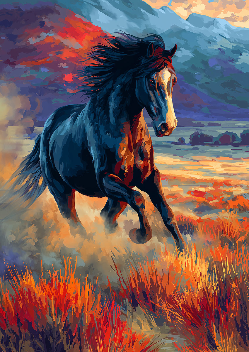 Majestic Black Stallion Canvas Print & Poster Wall Art - AI PRINT LAB