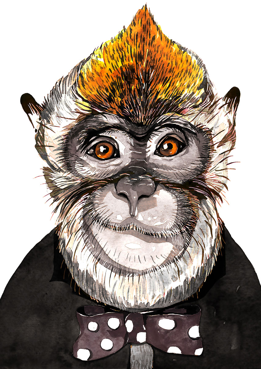 Vibrant Monkey Portrait Canvas Print & Poster Wall Art - AI PRINT LAB