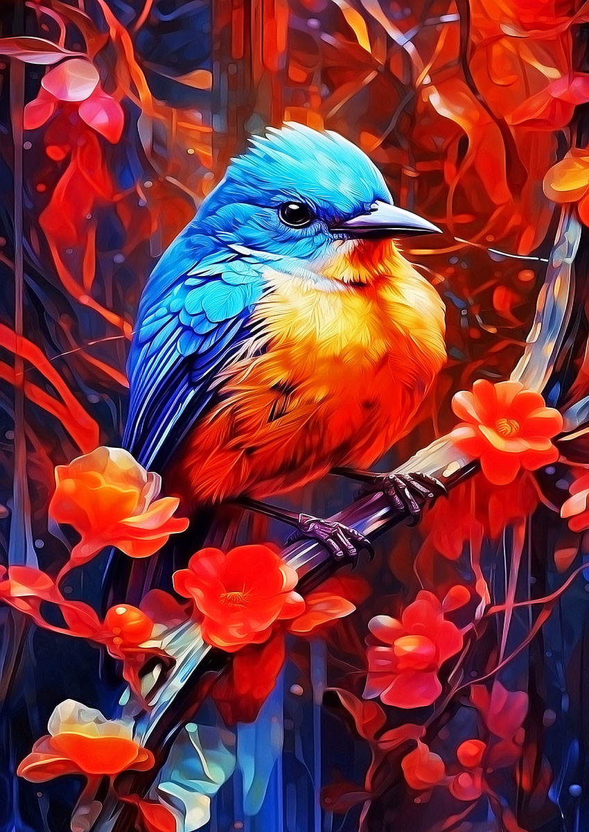 Colourful Bird Canvas Print & Poster Wall Art - AI PRINT LAB