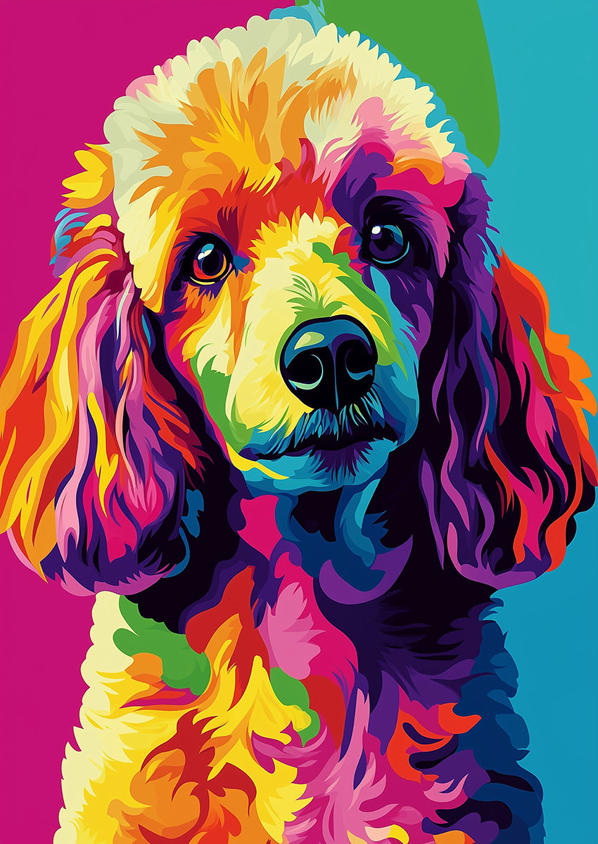 Bright Colourful Poodle Canvas Print & Poster Wall Art - AI PRINT LAB