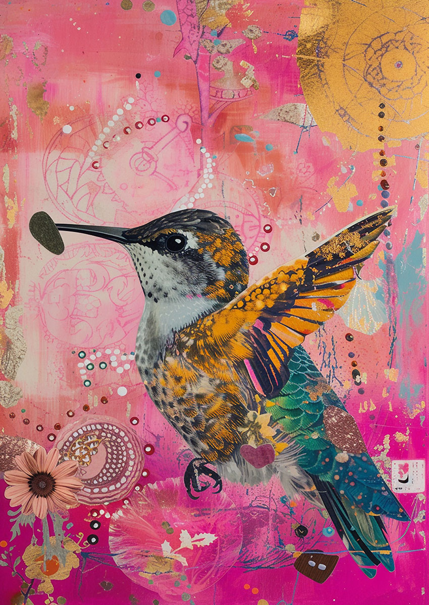 Vibrant Hummingbird Artwork Canvas Print & Poster Wall Art - AI PRINT LAB